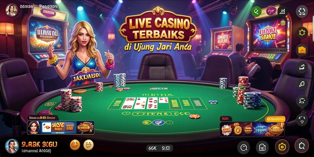 Screenshot gameplay Live Casino yang menampilkan dealer langsung dan permainan seru.