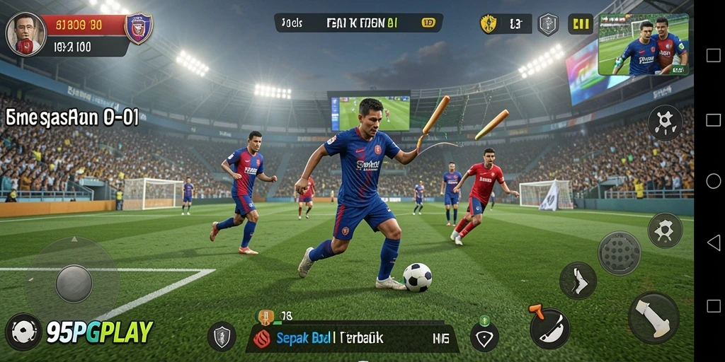 Tampilan gameplay menarik dari <strong>95PGPLAY</strong> yang menampilkan momen aksi sepak bola.