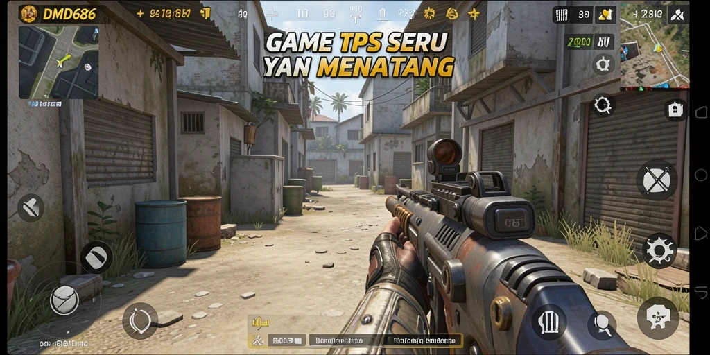 Screenshot menampilkan aksi seru dalam gameplay DMD686 TPS.