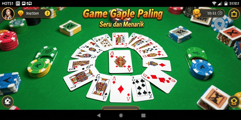 Tampilan gameplay HOT51 dengan kartu Gaple yang mengasyikkan.