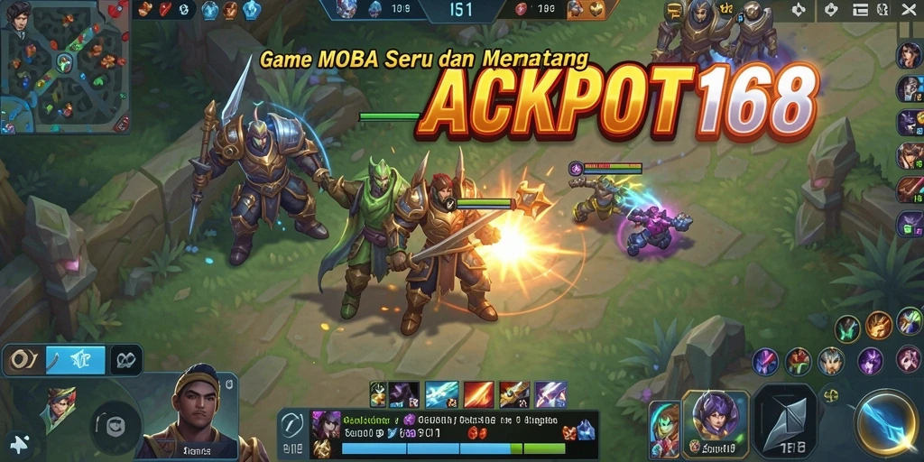 Tampilan gameplay mendebarkan dari JACKPOT168 yang penuh aksi MOBA.
