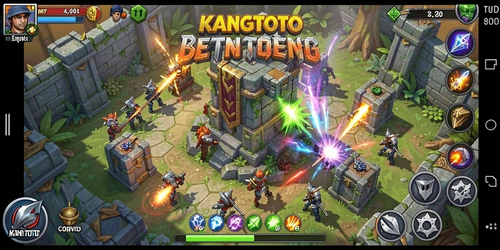 Tangkapan layar gameplay KANGTOTO yang mendebarkan dalam momen pertahanan menara.