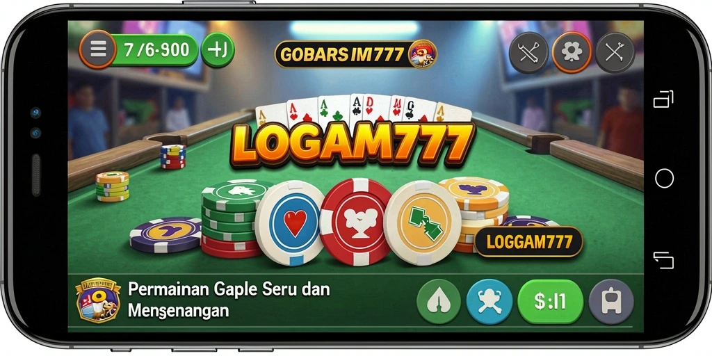 Screenshot LOGAM777 menampilkan gameplay Gaple yang seru.