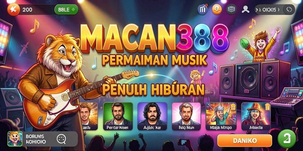 Screenshot utama <strong>MACAN388</strong> menunjukkan pemain menikmati gameplay musik yang seru.