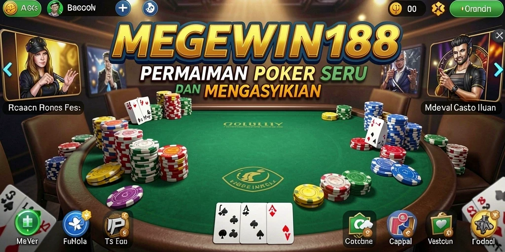 Tampilan gameplay Poker yang menegangkan di MEGEWIN188.
