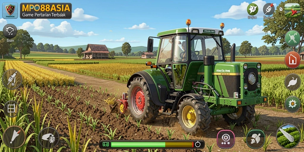 Tampilan gameplay MPO88ASIA dengan aktivitas bertani yang seru.