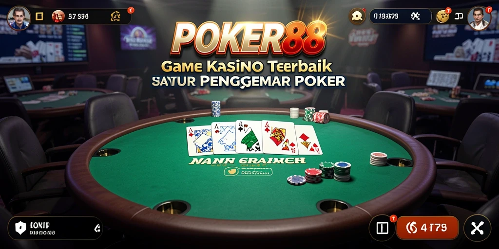 Screenshot gameplay POKER88 yang menunjukkan suasana permainan Kasino yang mendebarkan.