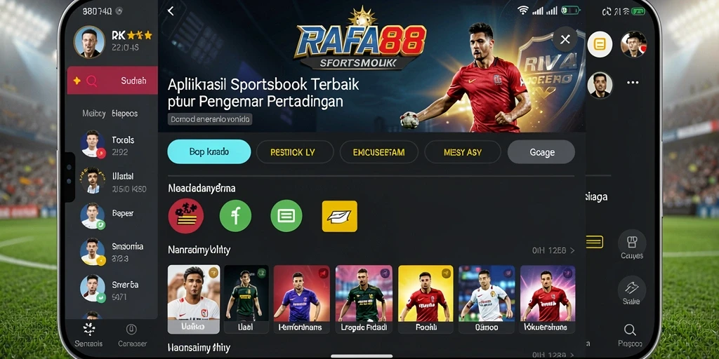 Tampilan menarik dari aplikasi RAFA88 dengan fitur taruhan Sportsbook.