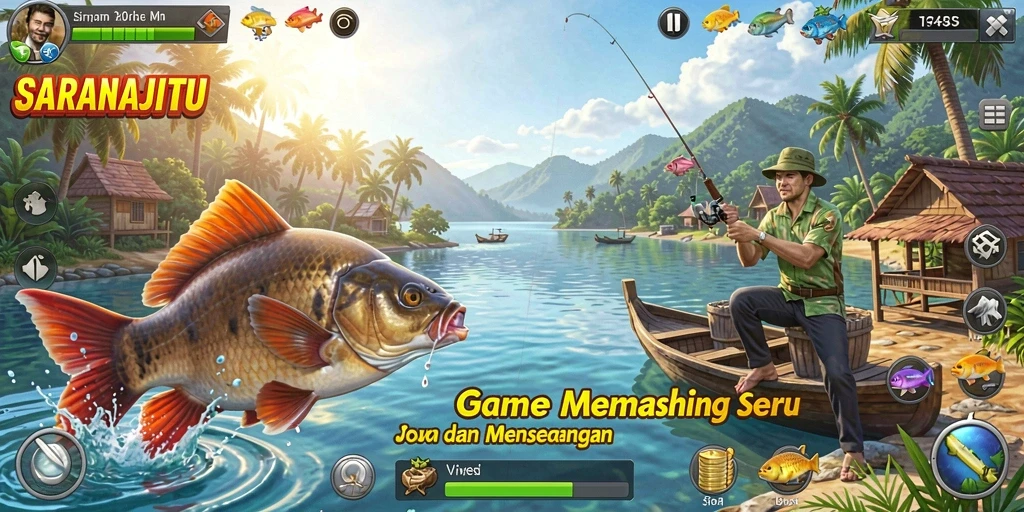 Tampilan gameplay SARANAJITU yang penuh warna dan menarik.