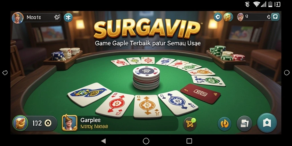 Tampilan gameplay seru dalam SURGAVIP yang menampilkan permainan Gaple.