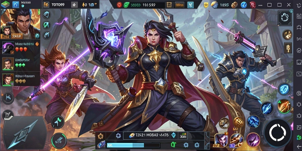 Screenshot gameplay TOTO99 menampilkan pertarungan tim yang seru.