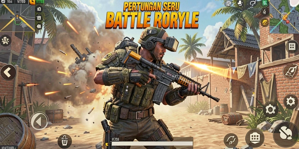 Screenshot utama VT789 menampilkan aksi pertarungan seru Battle Royale.
