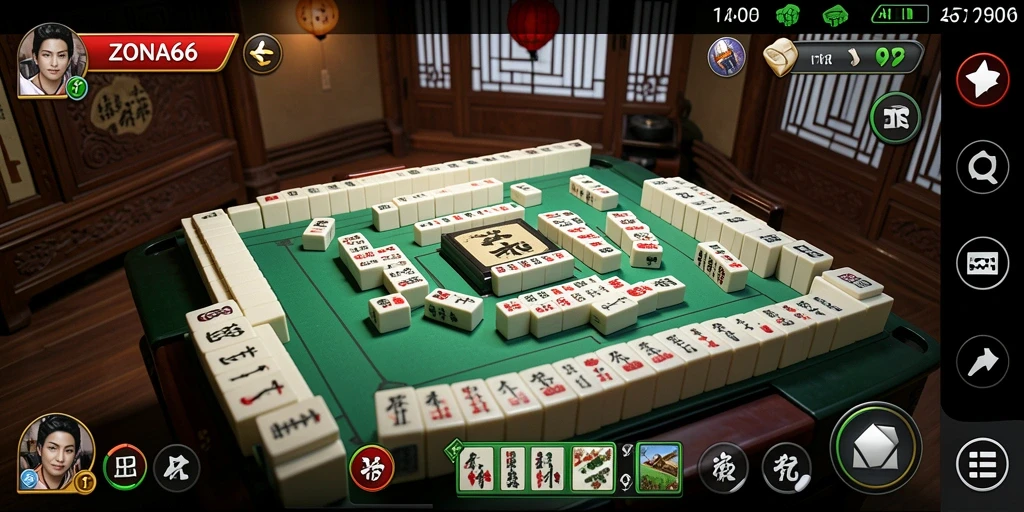 Gameplay ZONA66 yang menyenangkan dengan tampilan Mahjong yang menarik.